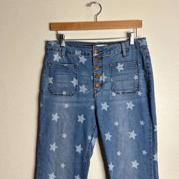 8th of La ladies star Button fly flare bell bottom denim jeans size 30 - Picture 2 of 11